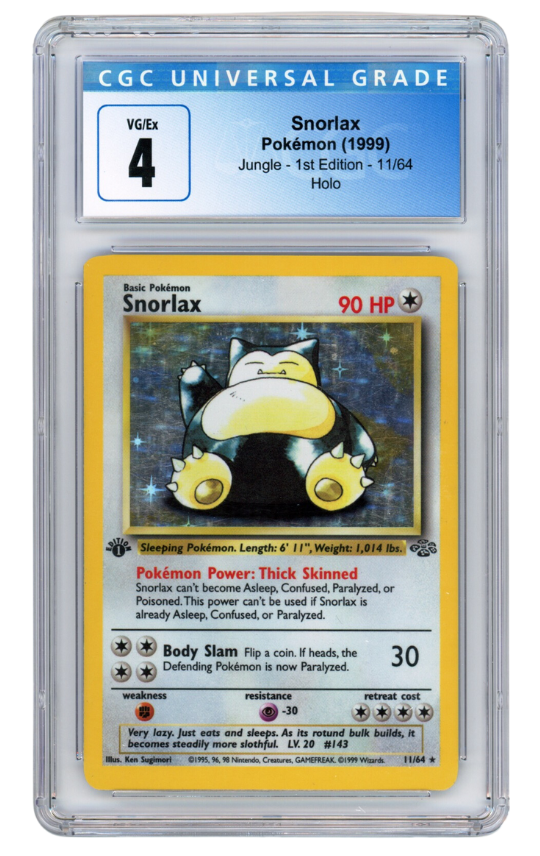 Snorlax Pokemon (1999) Jungle - 1st Edition - 11/64 Holo VG/Ex 4