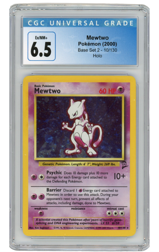 Mewtwo Pokémon (2000) Base Set 2 - 10/130 Holo CGC Ex/NM+ 6.5