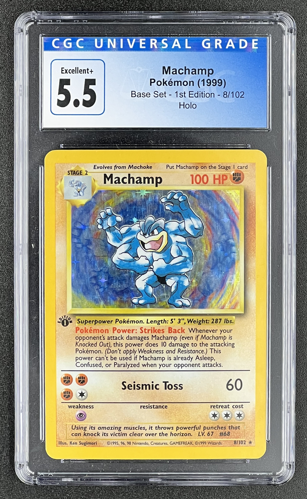 Machamp Pokémon (1999) Base Set - 1st Edition - 8/102 Holo CGC 5.5 Excellent+