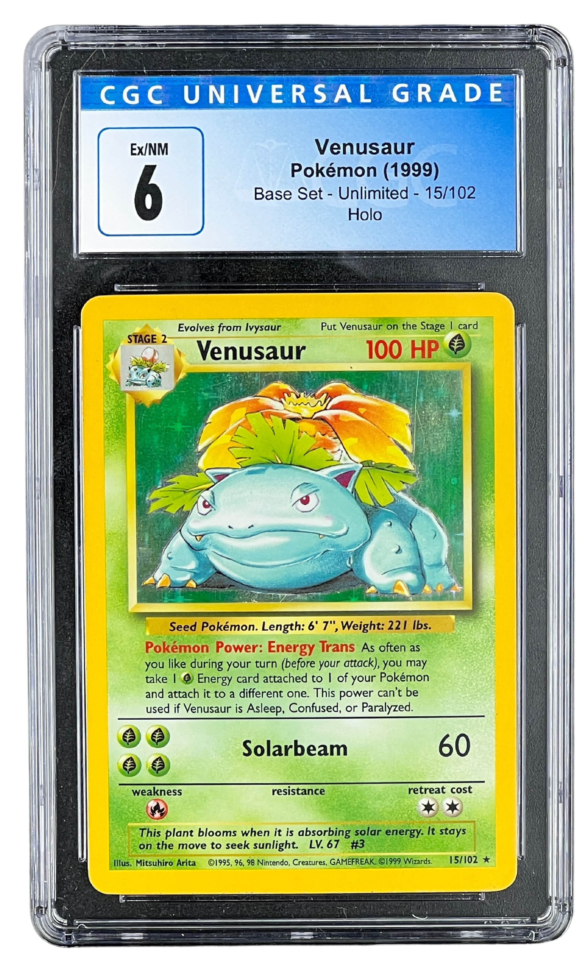 Venusaur Pokémon (1999) Base Set 15/102 - Holo - CGC Ex/NM 6