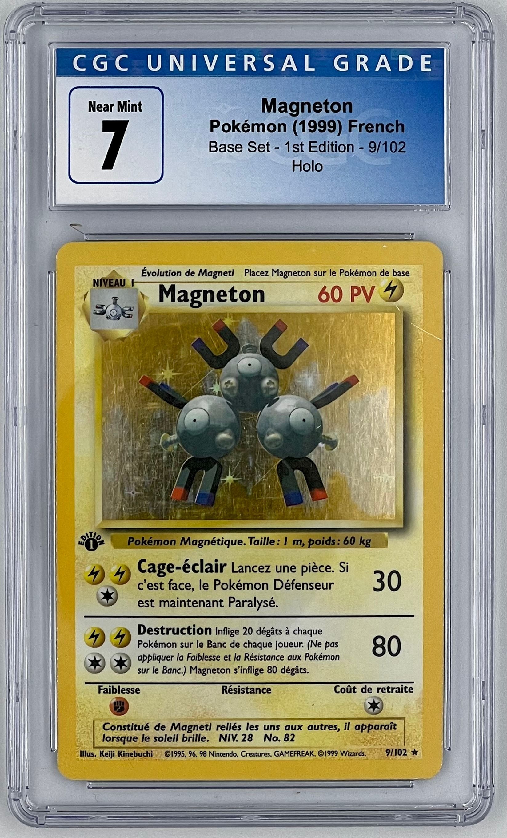 Magneton Pokémon  (1999) French Base Set - 1st Edition - 9/102 Holo Near Mint 7