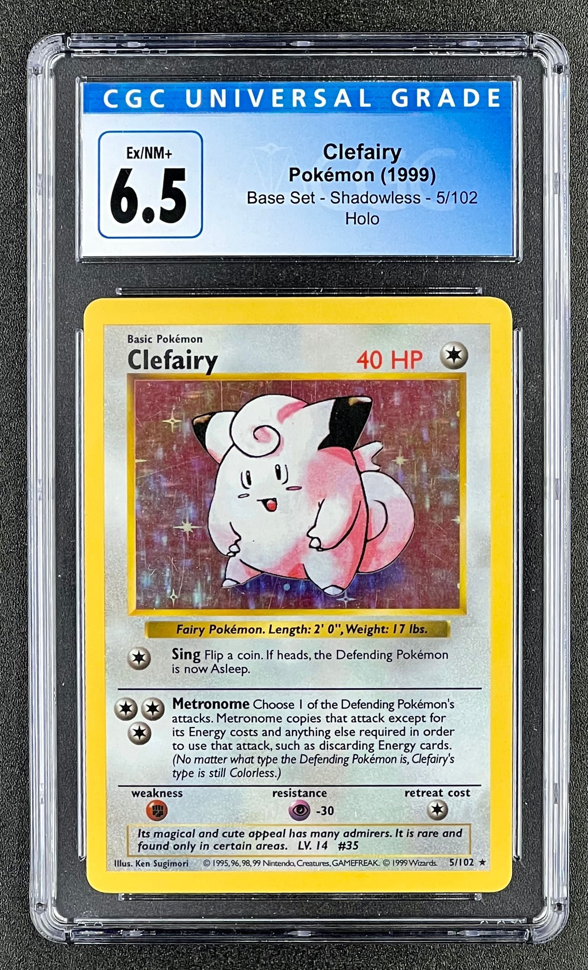 Clefairy Pokémon (1999) Base Set - Shadowless - 5/102 Holo - CGC Ex/NM+ 6.5