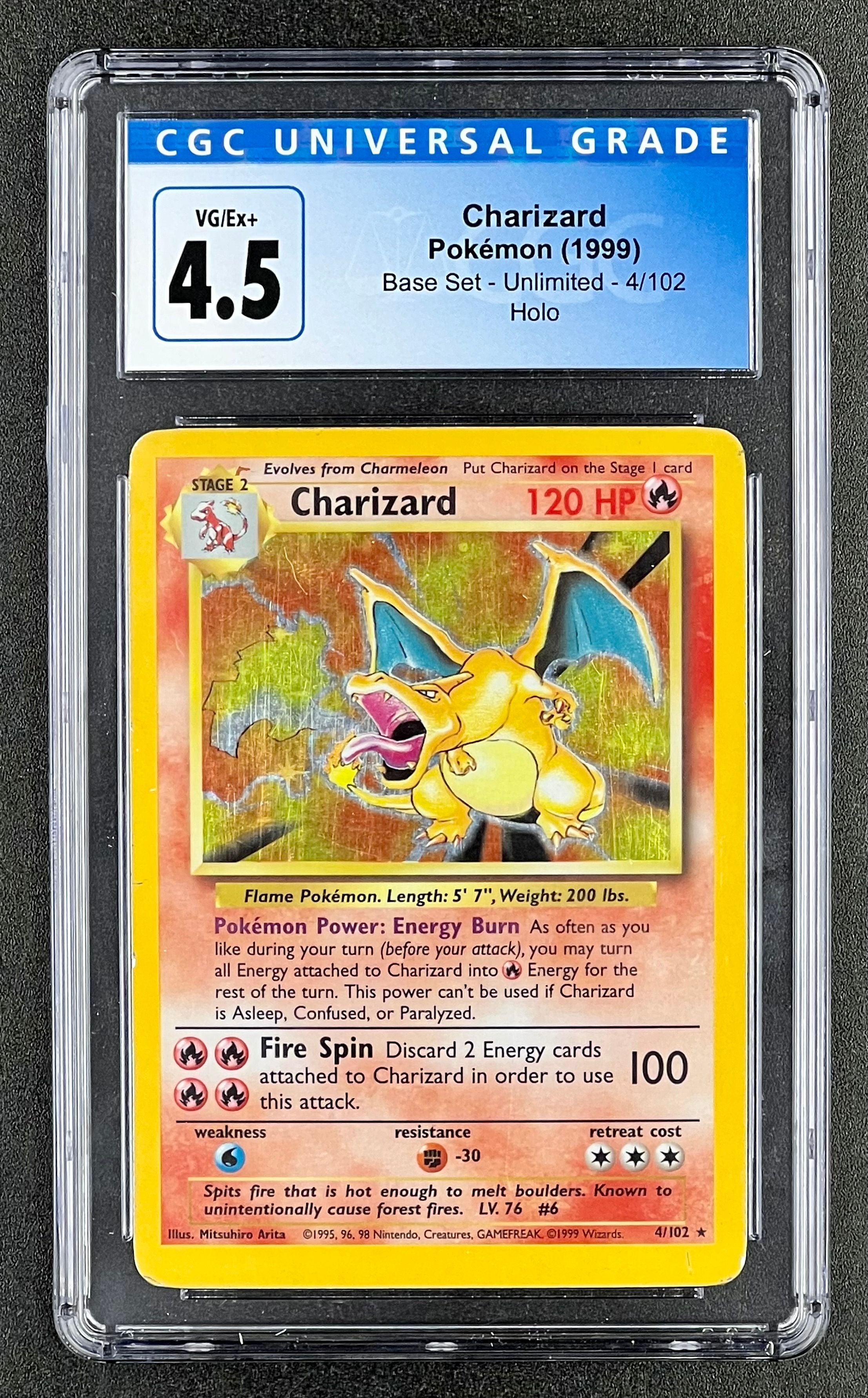 Charizard Pokémon (1999) Base Set - Unlimited - 4/102 Holo - CGC VG/Ex+ 4.5